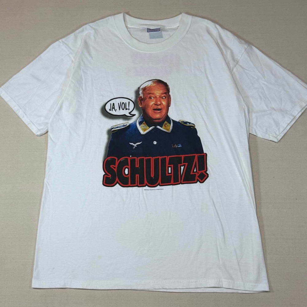 Vintage 2002 Hogans Heroes Sergeant Schultz T-Shirt White Large TV Show Tee